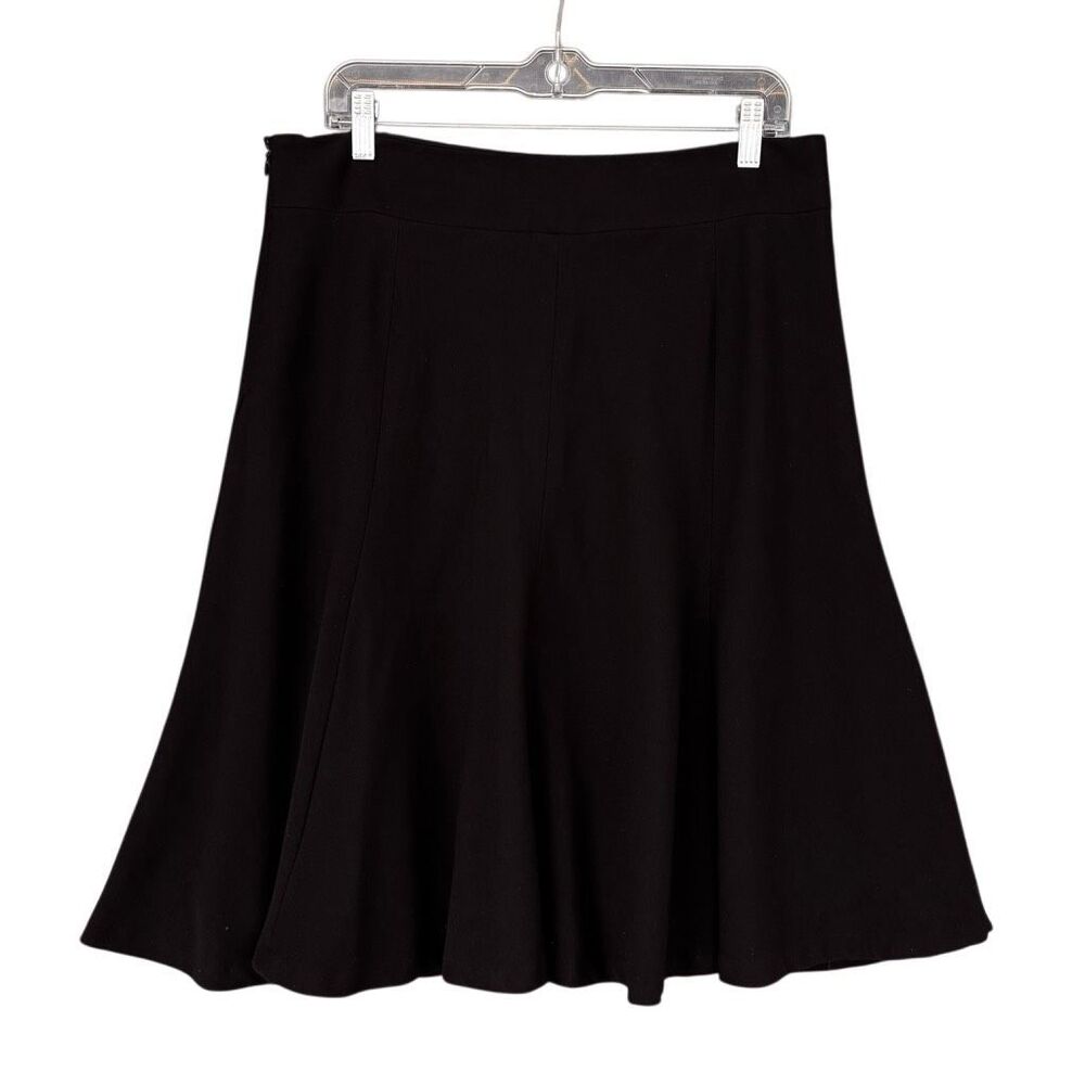 Rafaella Black Bell Circle Skirt Women Size 14 Stretch Lined Pleated Waistband